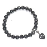 Pulsera Hematite Bola facetada Corazón