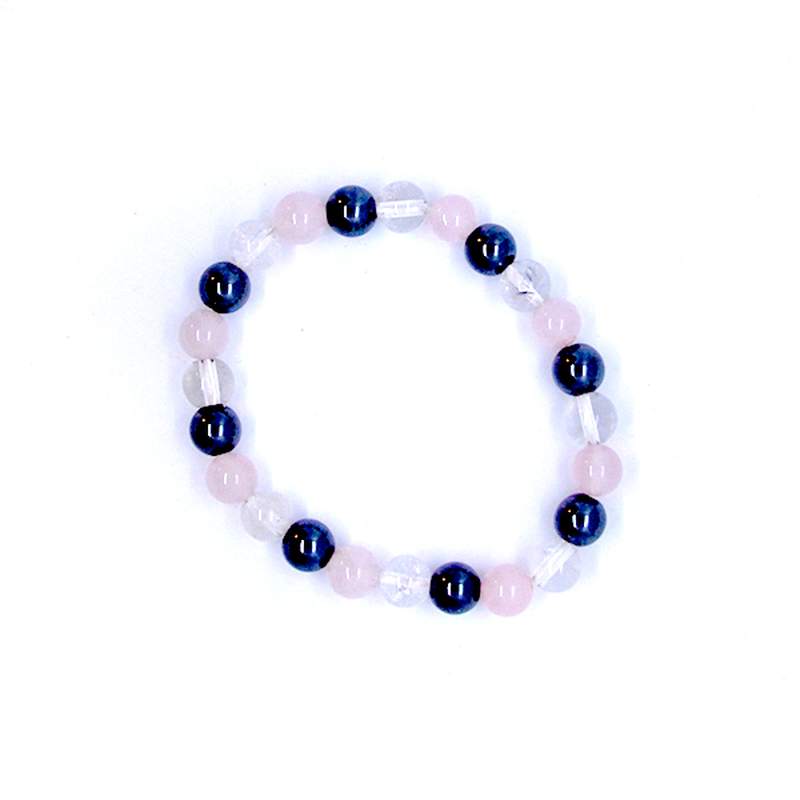 Pulsera Hematite/Cuarzo Rosa/Cristal de Roca