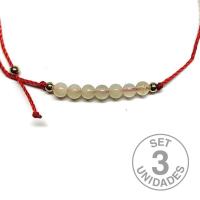Jade beads (4mm) bracelet on adjustable black thread. Set 3 Un.