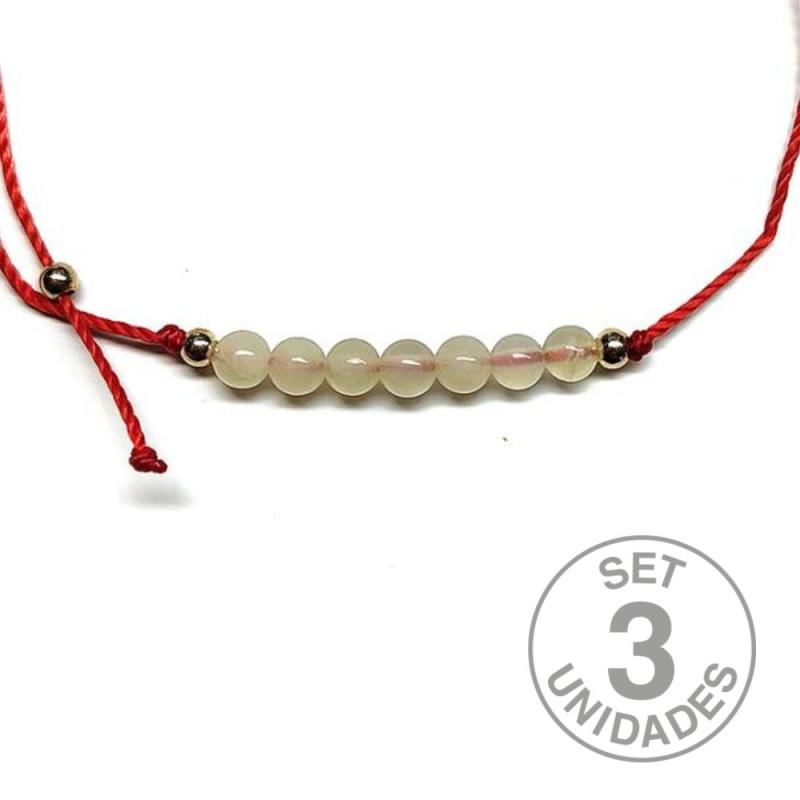 Jade beads (4mm) bracelet on adjustable black thread. Set 3 Un.