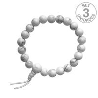 Pulsera Budista Howlita Blanca. Precio set 3un.