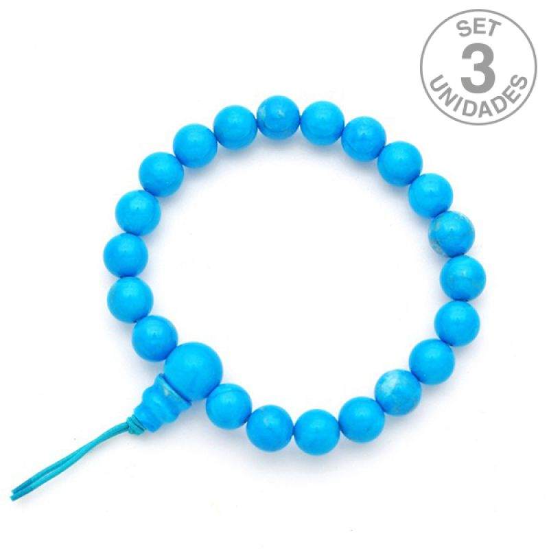 Bracelet Bouddhiste Howlite. Set 3 uni.
