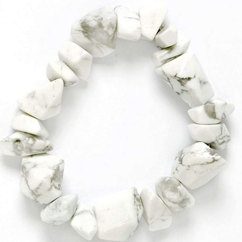 Pulsera Irregular Howlita Blanca. Set 6un