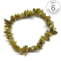 Pulsera Chip Jade Verde. Set 6 Un.