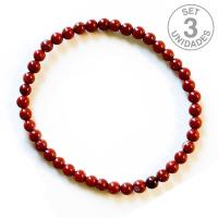 Pulsera Jaspe Rojo bola 4mm. (Set 3u)