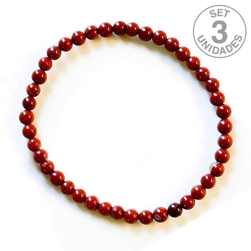 Pulsera Jaspe Rojo bola 4mm. (Set 3u)
