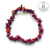 Pulsera Chip Jaspe Rojo. Set 6 Un.