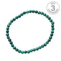 Pulsera Malaquita Extra Bola 4mm. Set 3un.