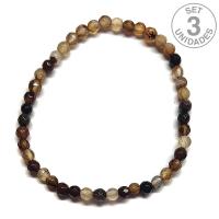 Pulsera Ágata Marron facetada (4mm) Set 3un.