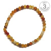 Pulsera Ágata Naranja (Bola 4mm). Set 3 Un.