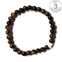 Tiger Eye bracelet (6mm beads) + silver heart symbol. Set 3 Un.