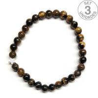 Tiger Eye bracelet (6mm beads) + silver star symbol. Set 3 Un.