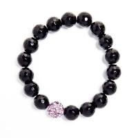 Pulsera Obsidiana Bola Facetada con Bola Circonita