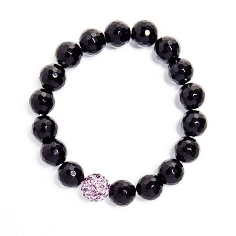 Pulsera Obsidiana Bola Facetada con Bola Circonita