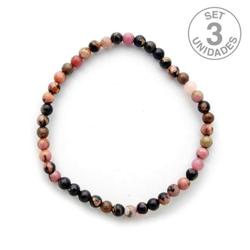 Pulsera Rodonita Bola 4 mm. Precio set 3un