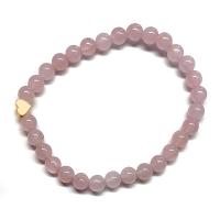 Bracelet en Quartz Rose (perles 6 mm) + symbole coeur en or. Set 3 Un.