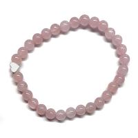 Bracelet en Quartz Rose (perles 6 mm) + symbole coeur en argent. Set 3 Un.
