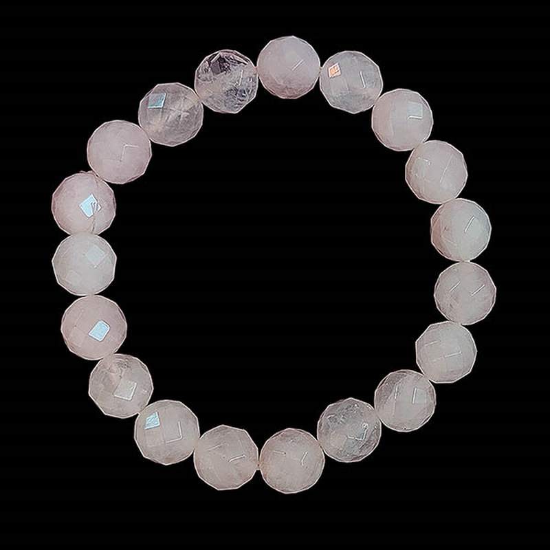 Pulsera Cuarzo Rosa Bola 10mm facetada
