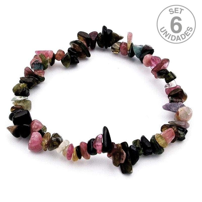 Pulsera Chip Turmalina Sandía. Set 6 Un.