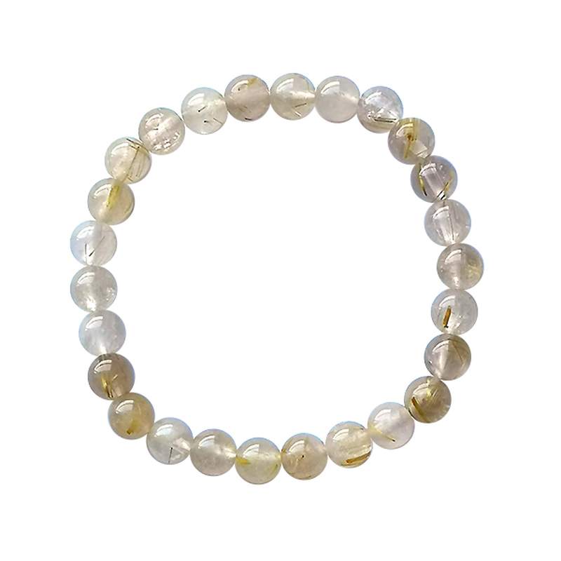 Pulsera Cuarzo Rutilado (Bola 6mm)