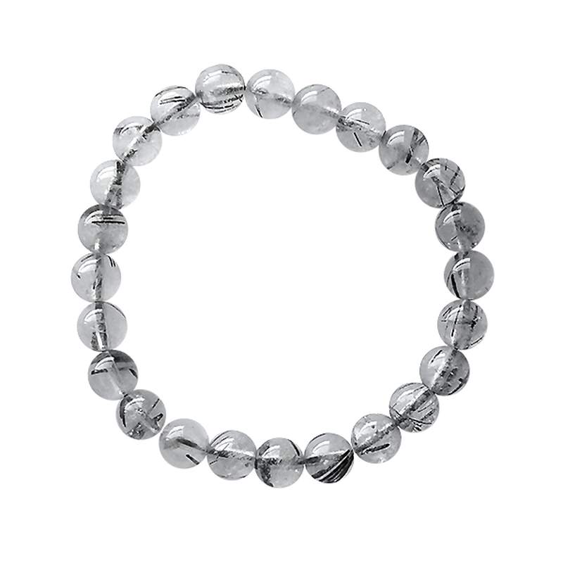 Pulsera Cuarzo con Turmalina (Bola 6mm)