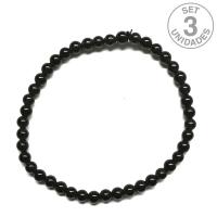 Pulsera Obsidiana Bola 4mm. Set 3 unidades