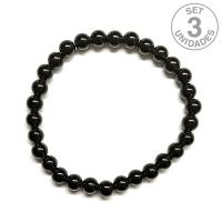 Pulsera Obsidiana Bola 6mm. Set 3 unidades