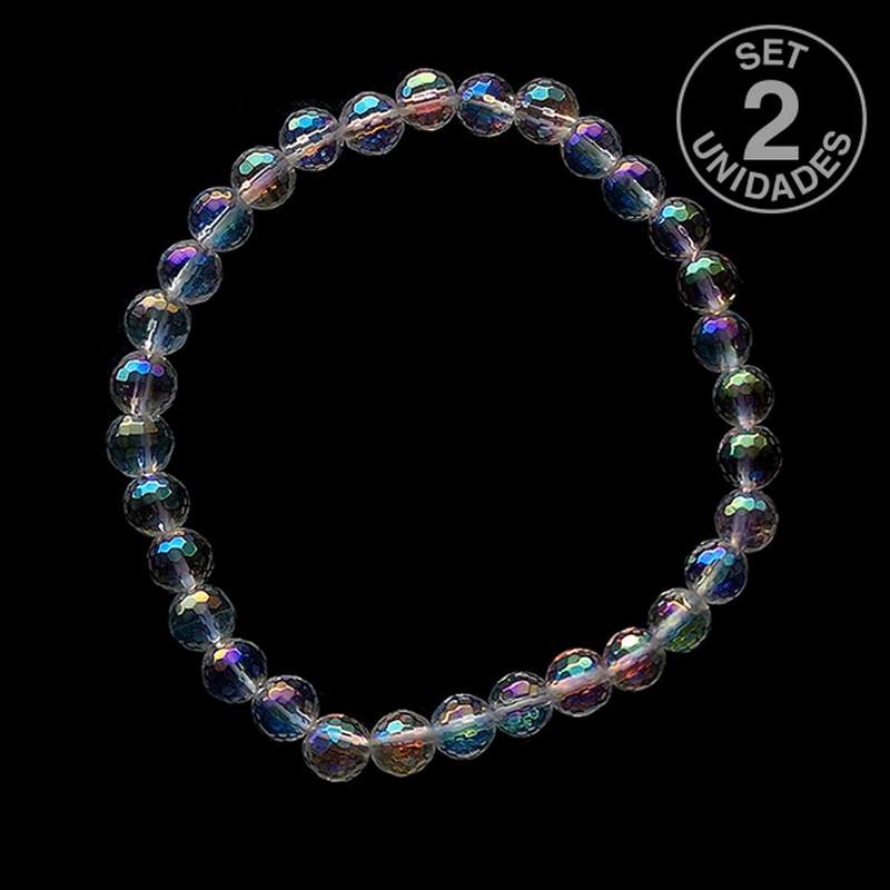 Pulsera Cuarzo Aura Bola 6mm (set 2u.)