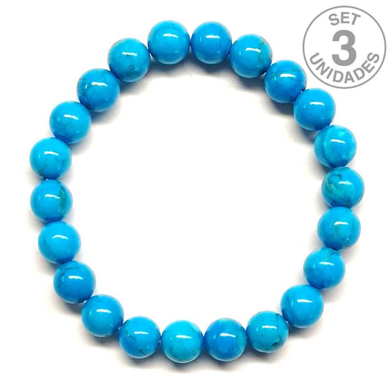 Howlite 6mm Ball Bracellet. Set 3un