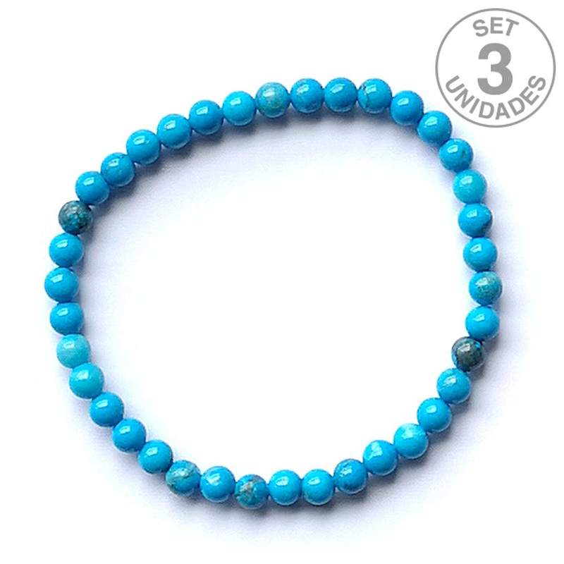 Howlite Tibetan 4mm Ball Bracellet. Set 3un