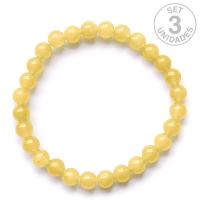 Pulsera Jade Amarillo (Bola 6mm). Set 3u.