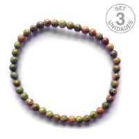 Pulsera Unakita bola 4mm. (Set 3u)