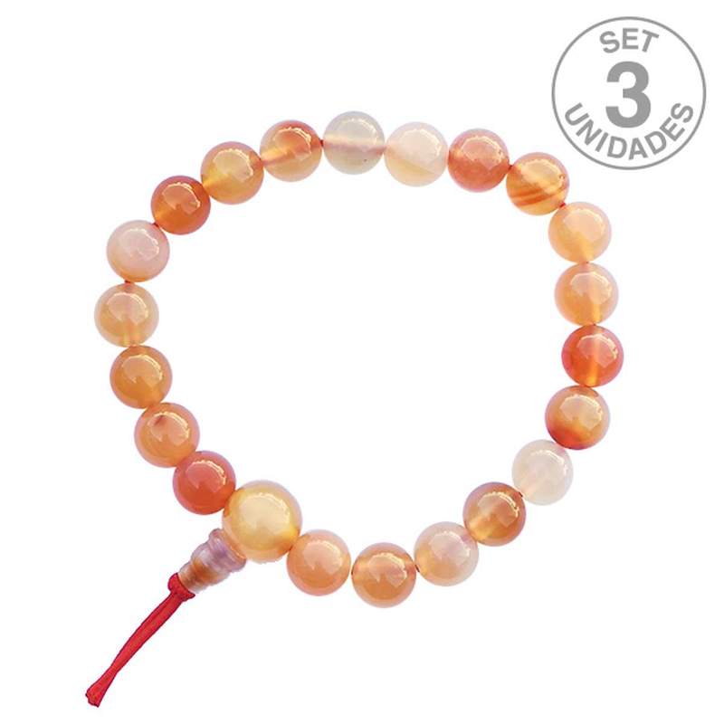 Bracelet Bouddhiste Carneola. Set 3 un.