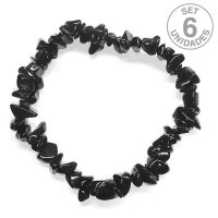 Pulsera Chip Obsidiana. Set 6 Un.