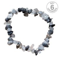 Pulsera Chip Cuarzo con Turmalina. Set 6 Un.