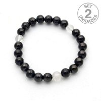 Pulsera Shungita/C.roca Bola 8mm. Precio set 2un