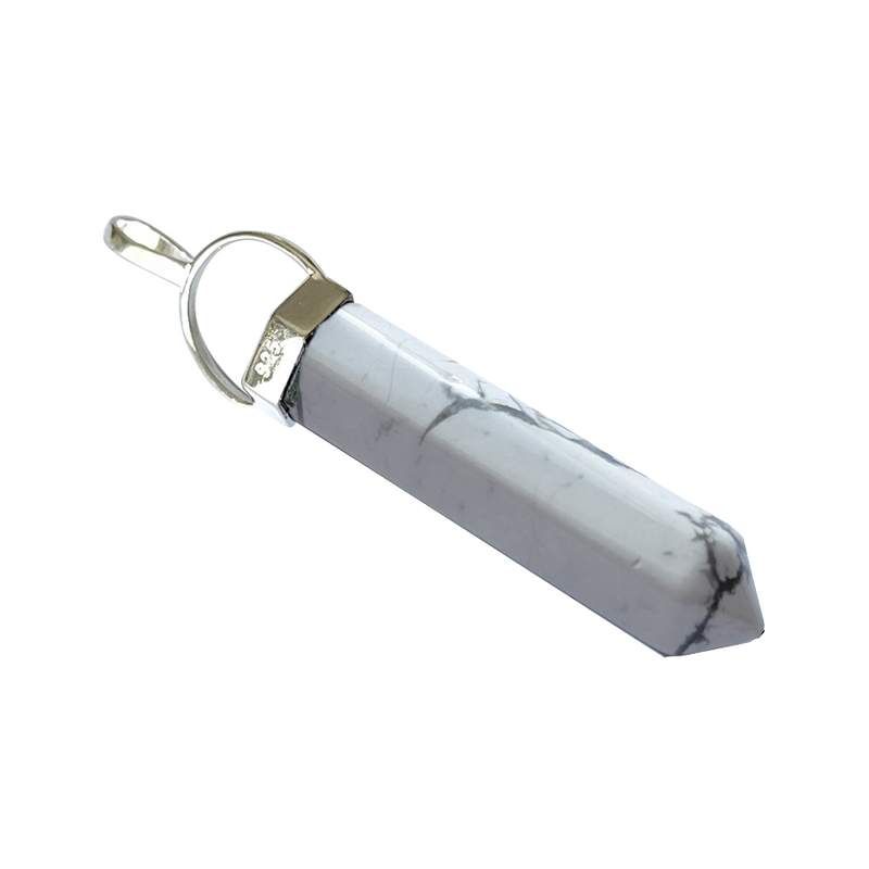 Pendentif Pointe Howlite et argent