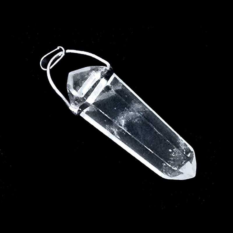 Pendentif Cristal de Roche Pointe Biterminée. Set 3uni