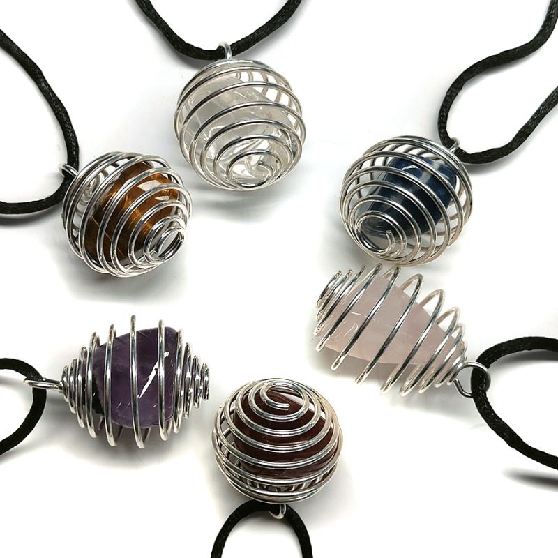 Pendentif cage spirale en acier. Set 6un.