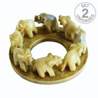 Grupo de Elefantes de Esteatita (Set 2 Un.)