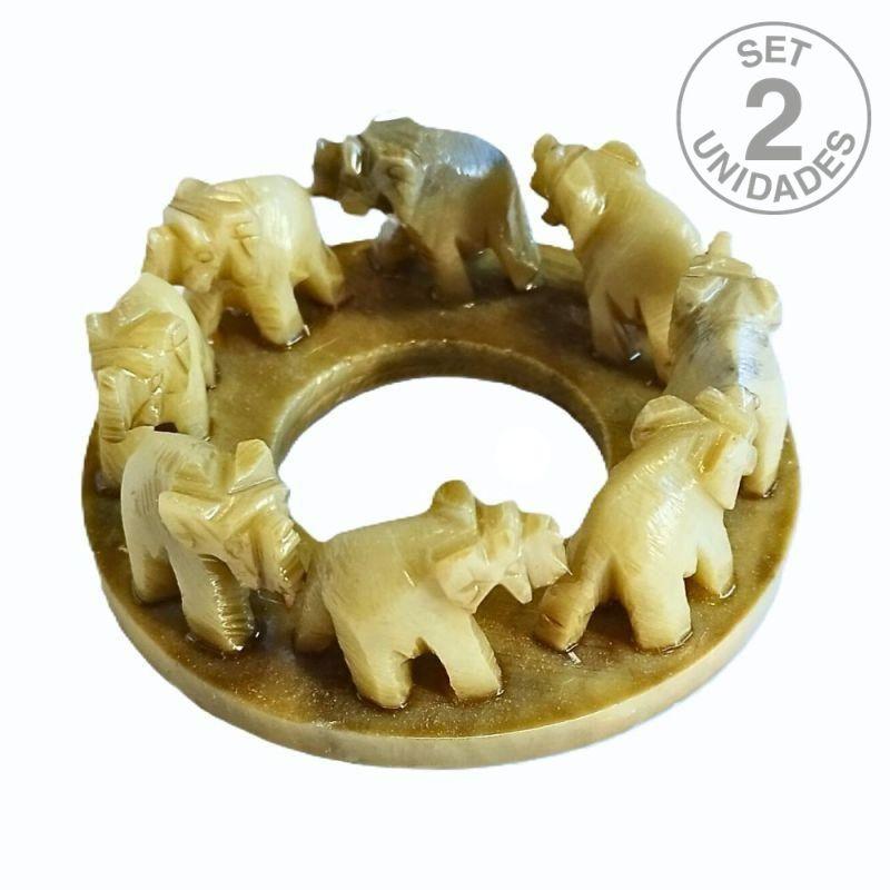 Grupo de Elefantes de Esteatita (Set 2 Un.)