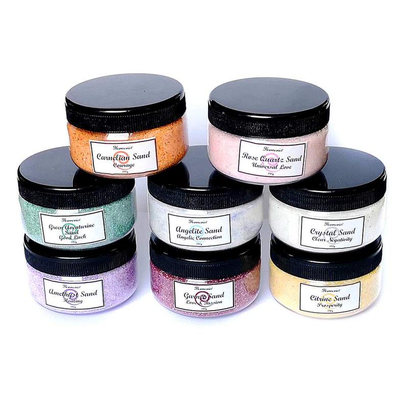Set de 8 tarros de arena mineral.