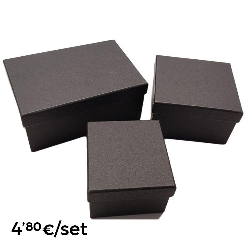 Set 3 cardboard boxes (3 sizes). Black Color