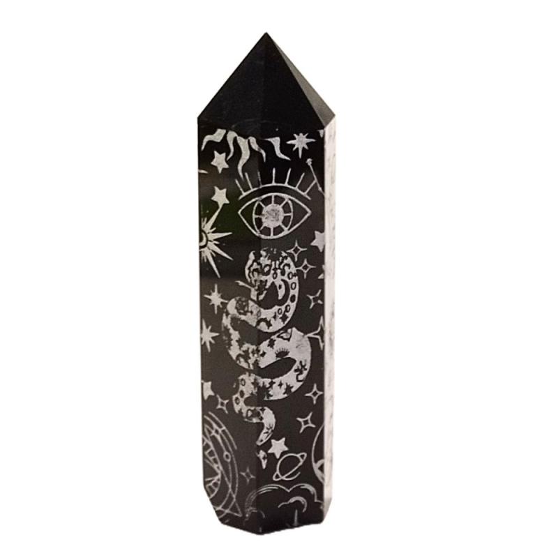 Punta Obsidiana Diseño Celestial (plateado)