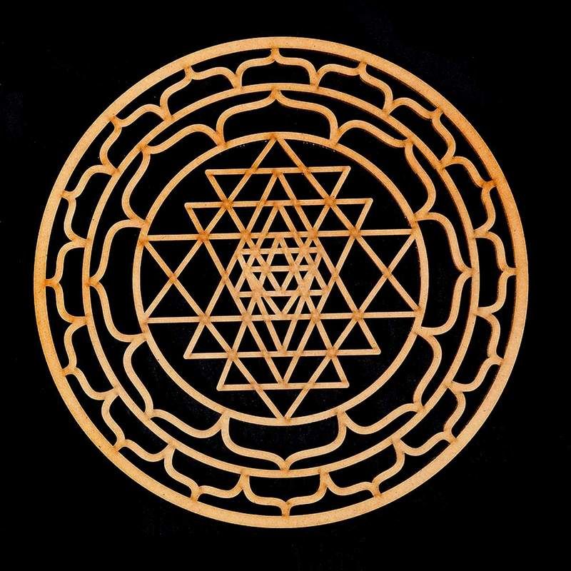 Symbole Sri Yantra/Mandala en bois.