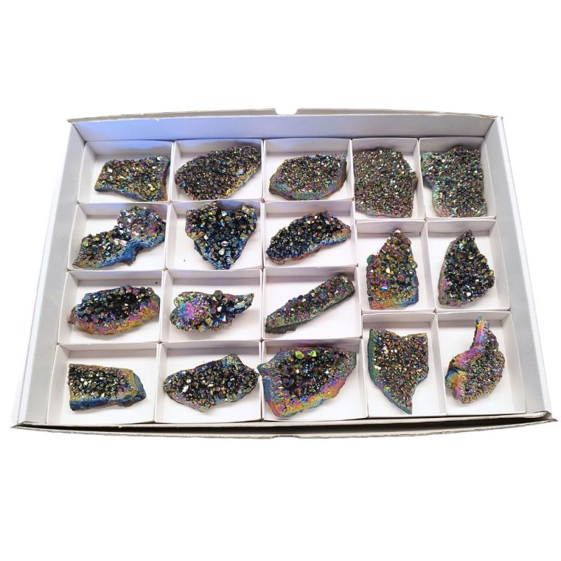 Druses Quartz Titane. Lot 18 Un.