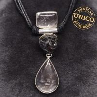 Collar Cristal de Roca y Turmalina (tres piezas). Engarces plata