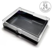 Caja Plástico/bisagra 128x100x30mm. Set 24u. Base Negra