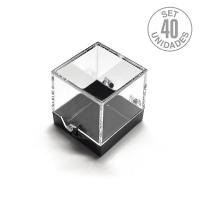 Plastic/hinge box 35x35x36mm. Set 40un. Black Base