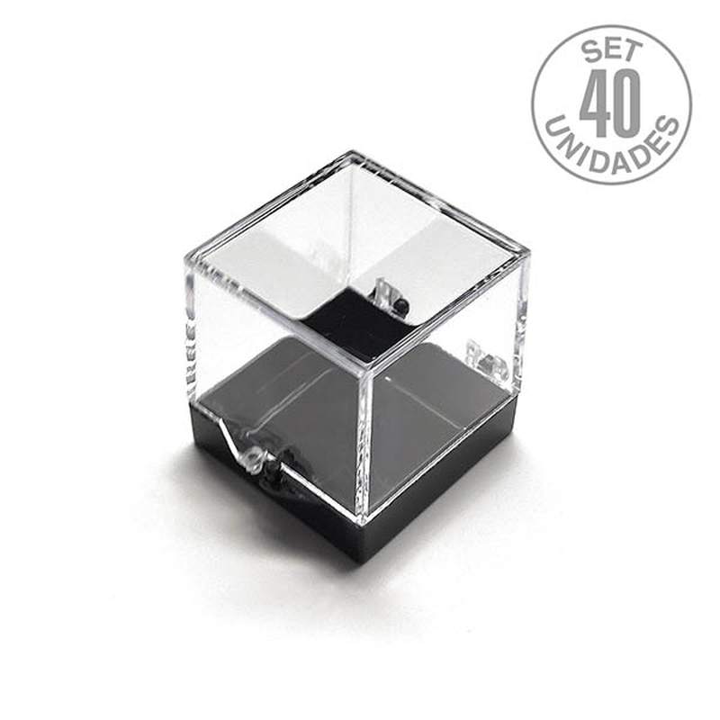 Caja Plástico/bisagra 35x35x36mm. Set 40un. Base Negra